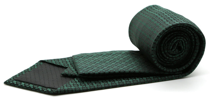 Mens Dads Classic Green Geometric Pattern Business Casual Necktie &amp; Hanky Set R-6 - FHYINC best men&