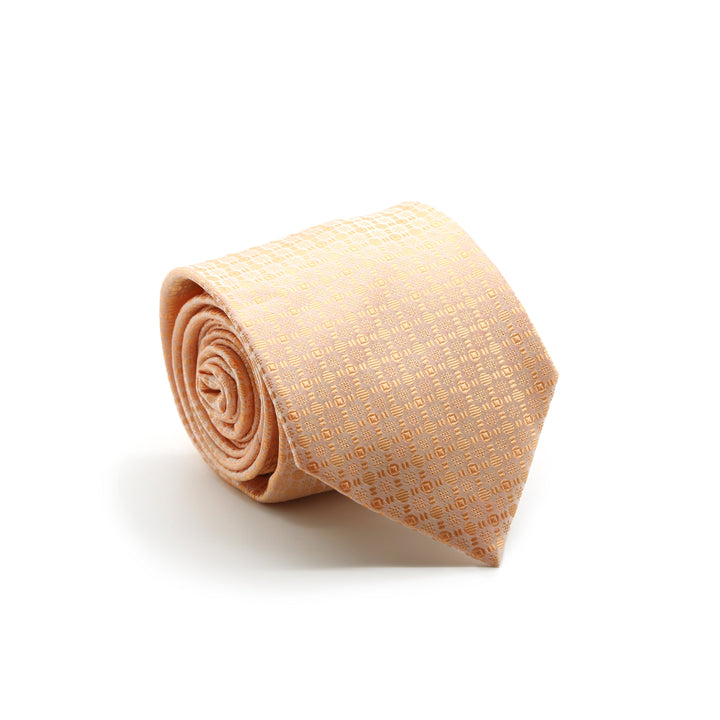 Ferrecci Mens Peach Geometric Necktie with Handkerchief Set - FHYINC best men&
