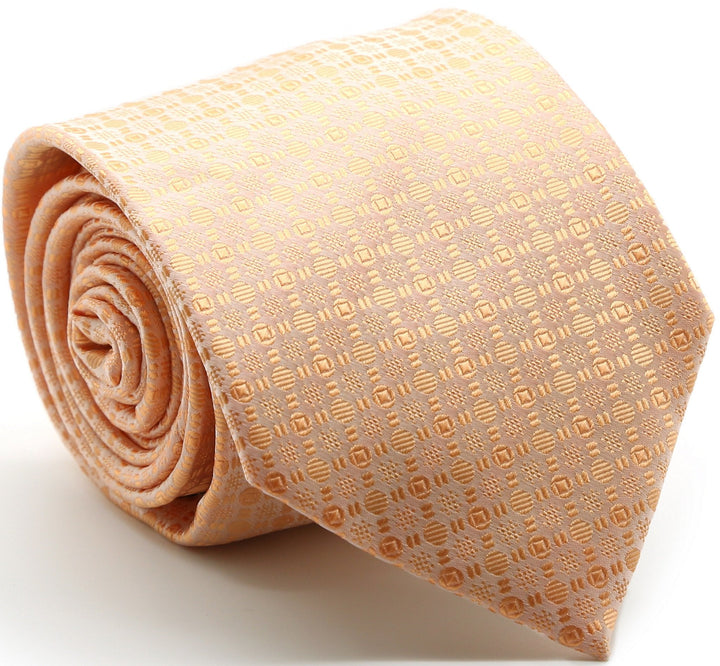 Mens Dads Classic Peach Geometric Pattern Business Casual Necktie &amp; Hanky Set R-7 - FHYINC best men&