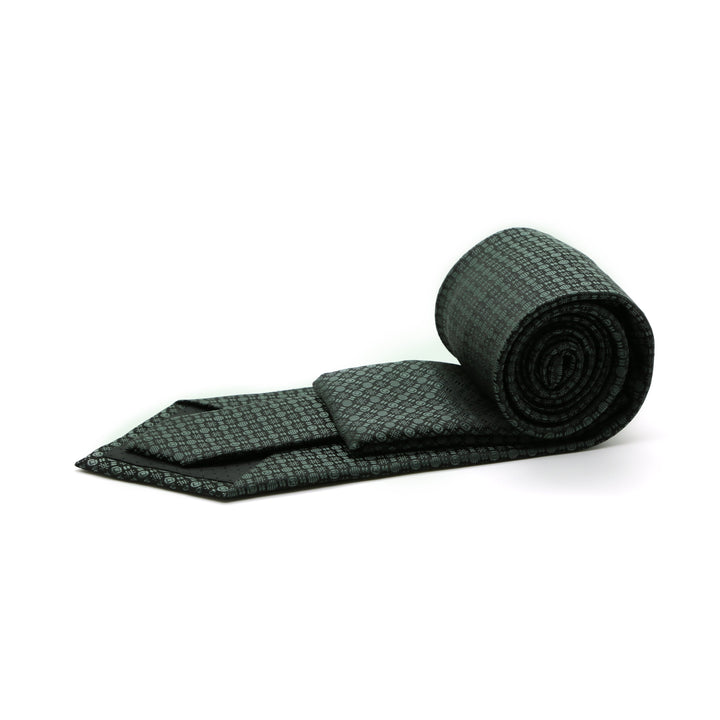 Ferrecci Mens Grey Geometric Necktie with Handkerchief Set - FHYINC best men&