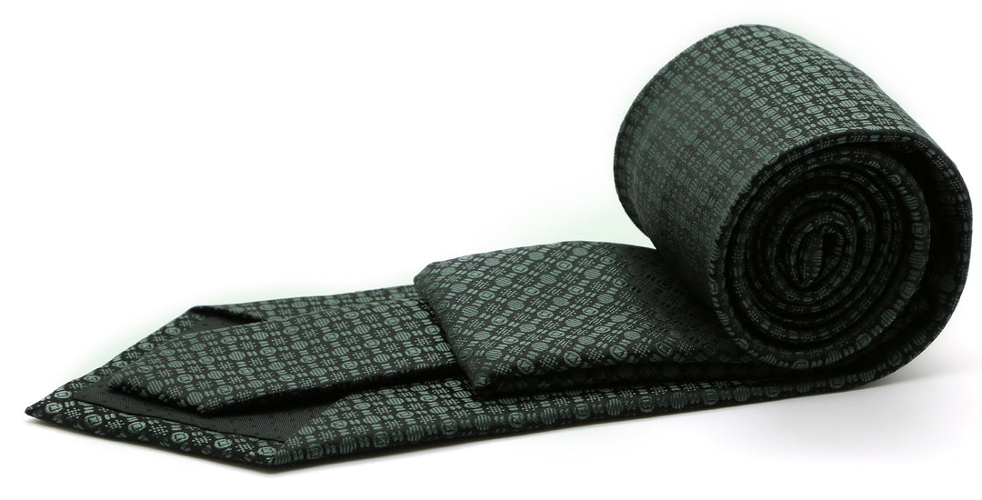 Mens Dads Classic Grey Geometric Pattern Business Casual Necktie &amp; Hanky Set R-9 - FHYINC best men&