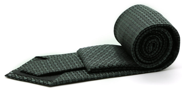 Mens Dads Classic Grey Geometric Pattern Business Casual Necktie &amp; Hanky Set R-9 - FHYINC best men&