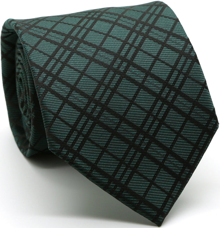 Mens Dads Classic Green Striped Pattern Business Casual Necktie &amp; Hanky Set RO-6 - FHYINC best men&