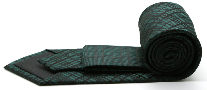 Mens Dads Classic Green Striped Pattern Business Casual Necktie &amp; Hanky Set RO-6 - FHYINC best men&