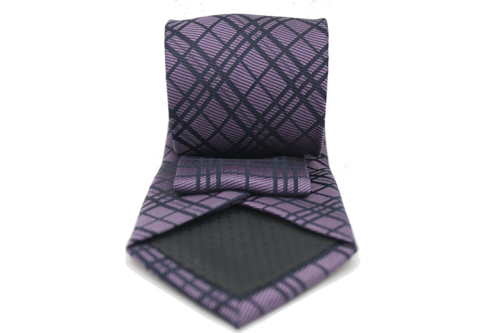 Mens Dads Classic Navy Striped Pattern Business Casual Necktie &amp; Hanky Set RO-7 - FHYINC best men&