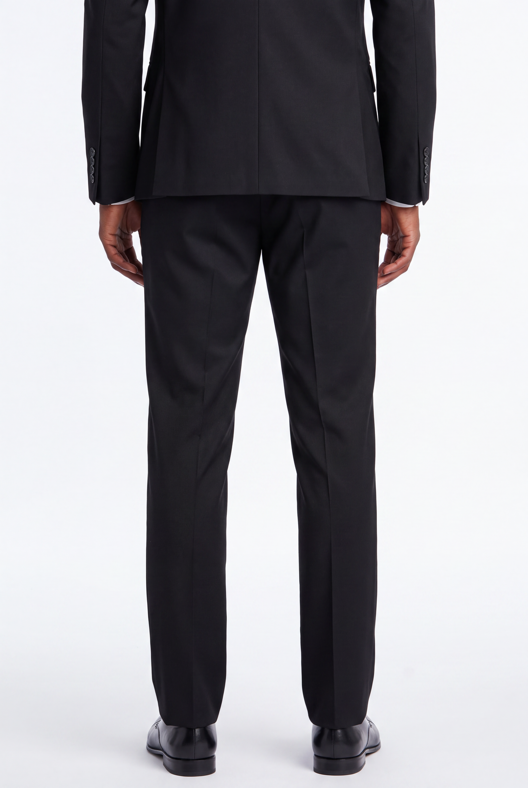 POLY RAYON BLACK 2 BUTTON NOTCH LAPEL PICK STITCHING 3 PC SLIM FIT SUIT