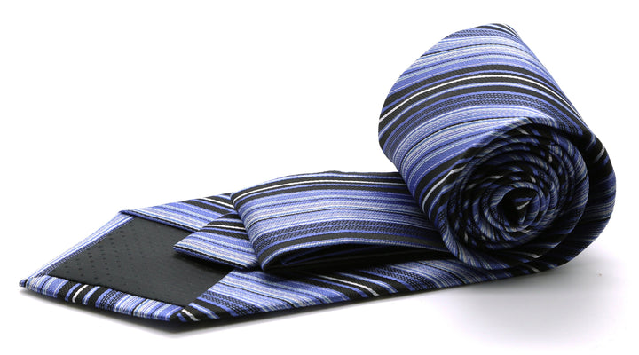 Mens Dads Classic Blue Striped Pattern Business Casual Necktie &amp; Hanky Set S-8 - FHYINC best men&