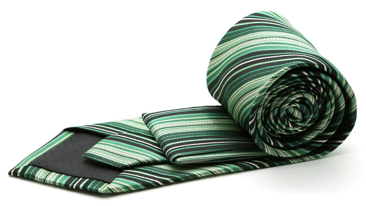 Mens Dads Classic Green Striped Pattern Business Casual Necktie &amp; Hanky Set S-9 - FHYINC best men&