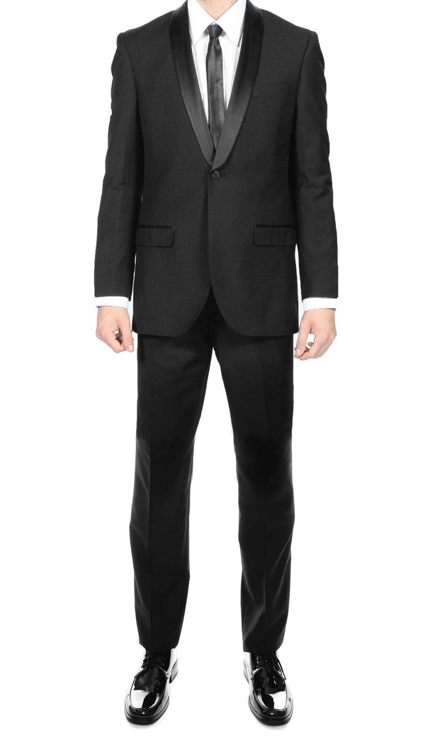 Premium 2pc Shawl Collar Black Slim Fit Tuxedo