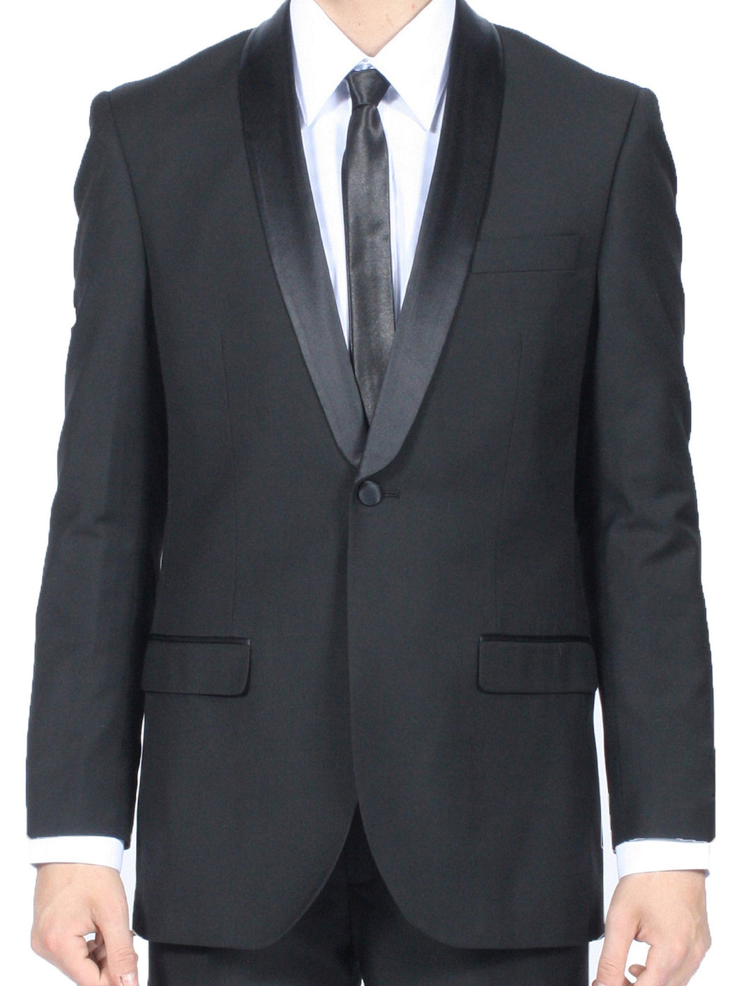 Premium 2pc Shawl Collar Black Slim Fit Tuxedo - FHYINC best men&