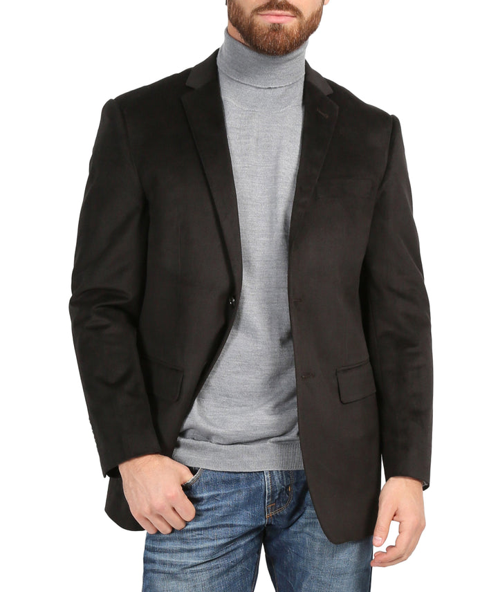 Sinatra Brown Velvet Slim Fit Notch Lapel Pin-Dot Birdseye Blazer - FHYINC best men&