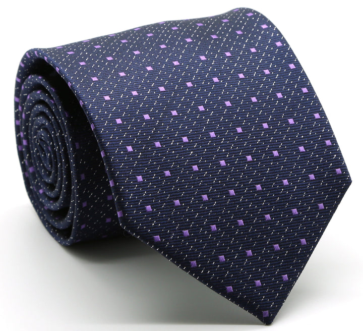 Mens Dads Classic Navy Square Pattern Business Casual Necktie &amp; Hanky Set SO-1 - FHYINC best men&