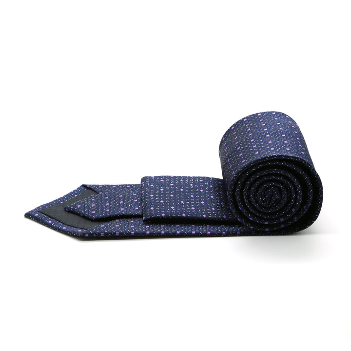 Mens Dads Classic Navy Square Pattern Business Casual Necktie &amp; Hanky Set SO-1 - FHYINC best men&