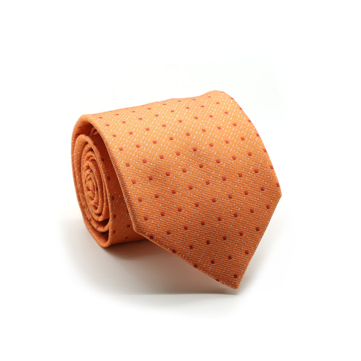 Mens Dads Classic Orange Square Pattern Business Casual Necktie &amp; Hanky Set SO-2 - FHYINC best men&