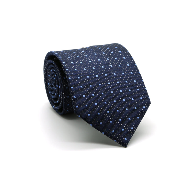 Mens Dads Classic Navy Square Pattern Business Casual Necktie &amp; Hanky Set SO-4 - FHYINC best men&