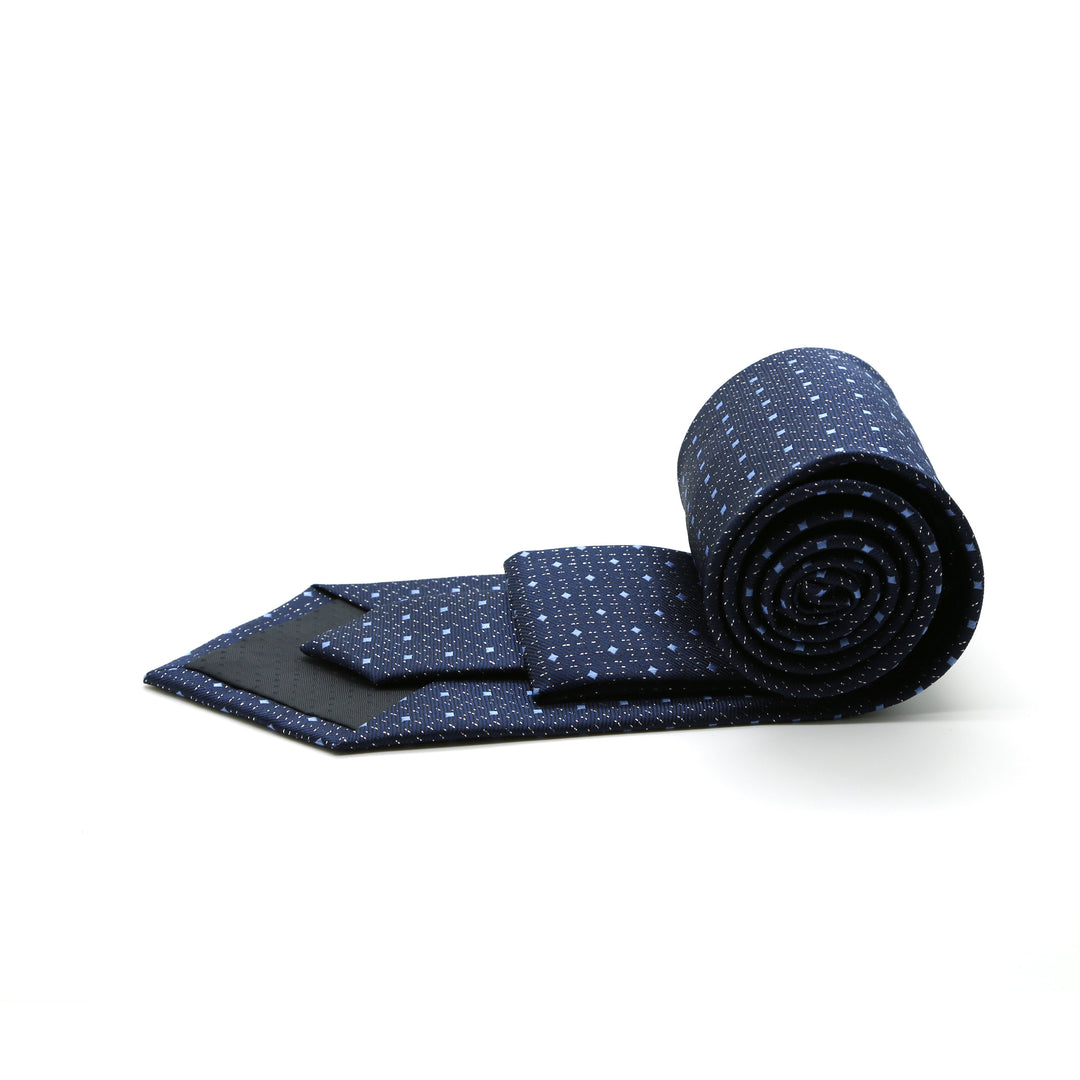 Mens Dads Classic Navy Square Pattern Business Casual Necktie &amp; Hanky Set SO-4 - FHYINC best men&