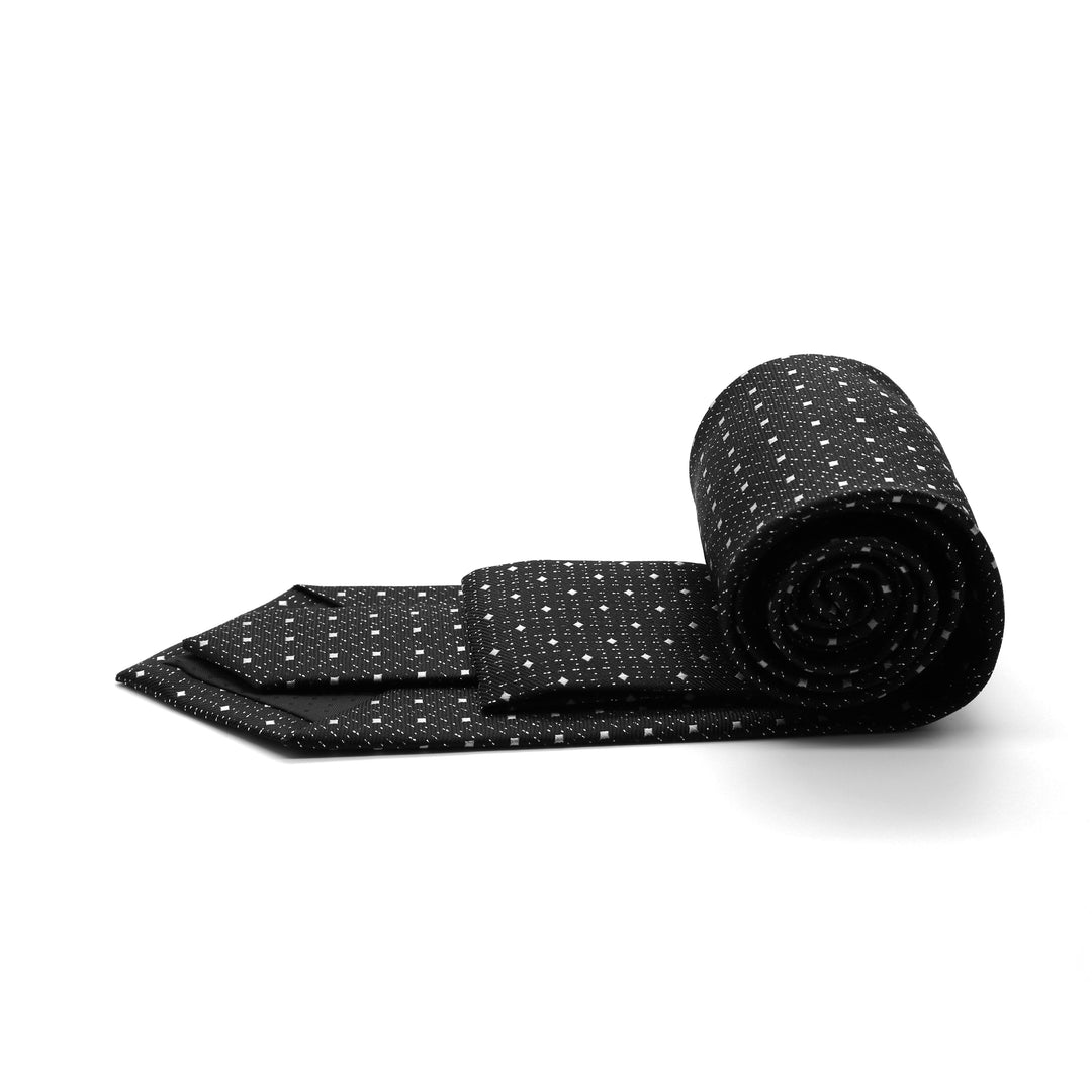 Mens Dads Classic Black Square Pattern Business Casual Necktie &amp; Hanky Set SO-5 - FHYINC best men&