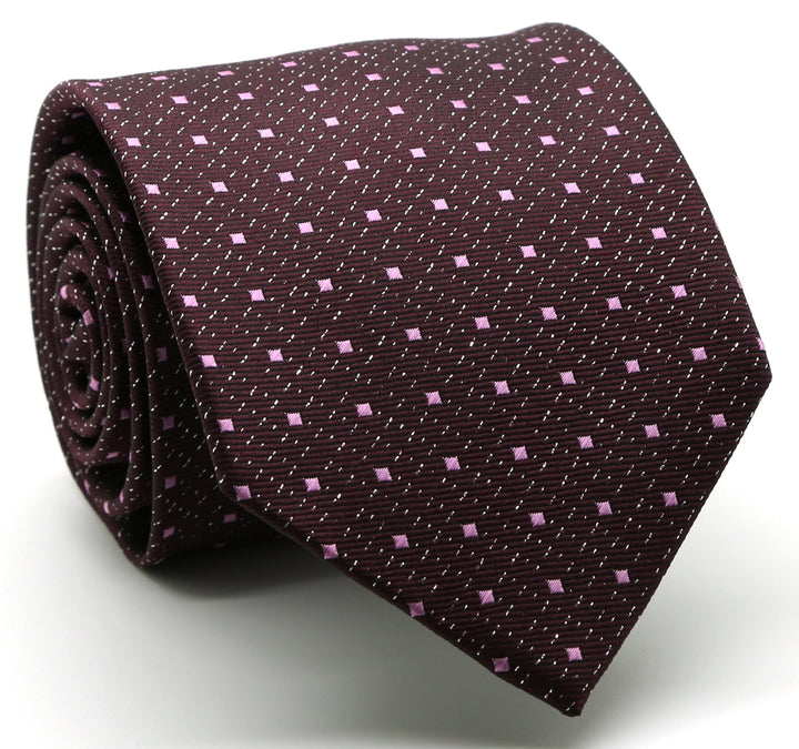 Mens Dads Classic Red Square Pattern Business Casual Necktie &amp; Hanky Set SO-6 - FHYINC best men&
