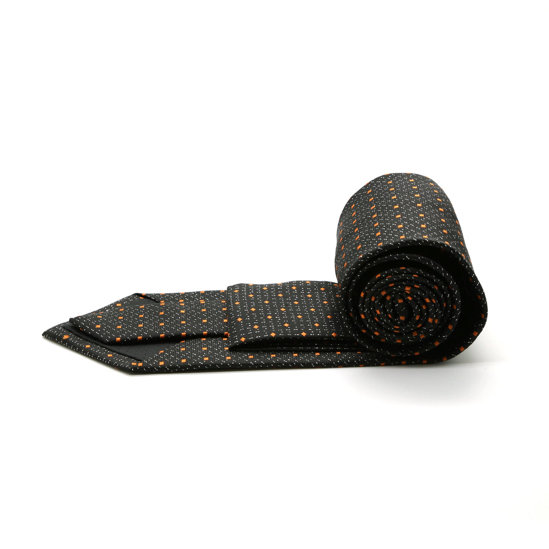 Mens Dads Classic Gold Square Pattern Business Casual Necktie &amp; Hanky Set SO-7 - FHYINC best men&