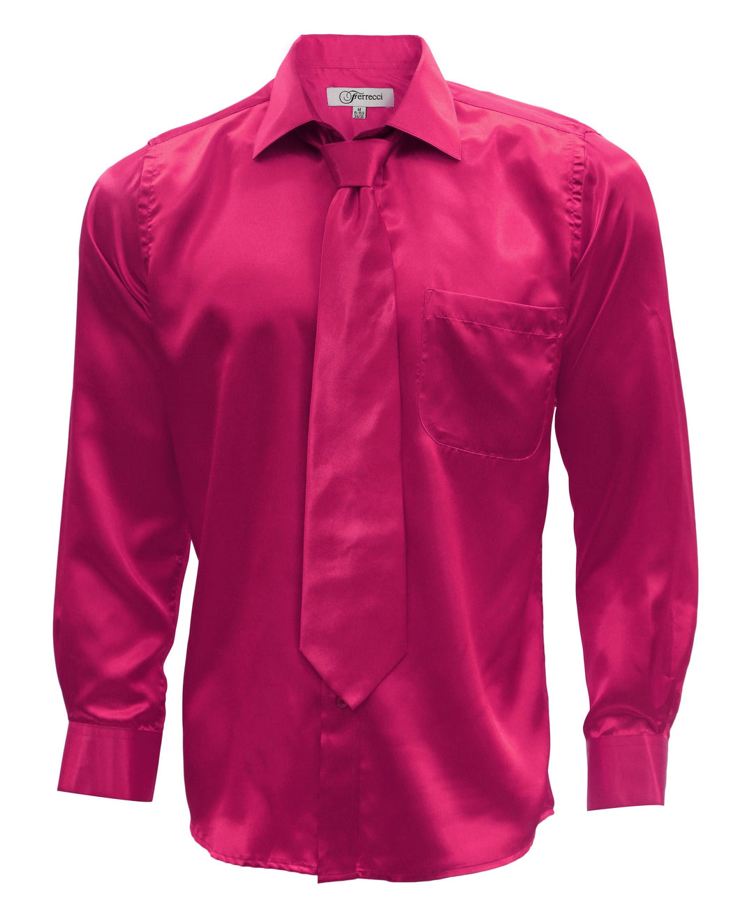 Fuchsia Satin Regular Fit Dress Shirt, Tie & Hanky Set 14 XSmall 32-33 Sleeve Fuchsia Satin Regular Fit Dress Shirt, Tie & Hanky Set 14 XSmall 32-33 Sleeve