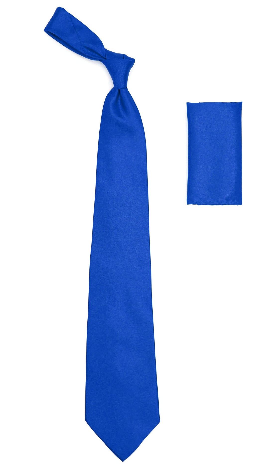 Royal Blue Satin Regular Fit Dress Shirt, Tie & Hanky Set 14 XSmall 32-33 Sleeve