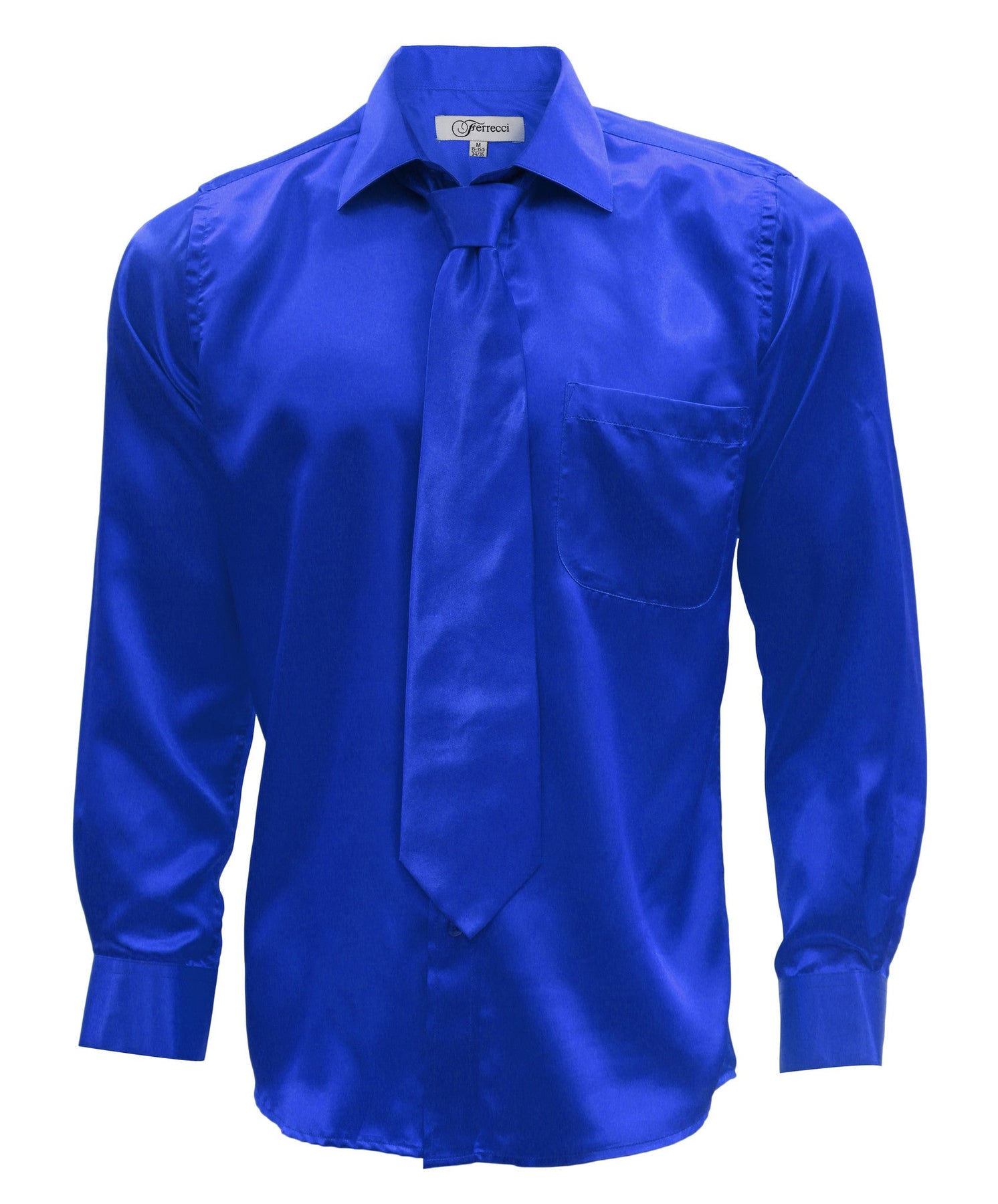 Royal Blue Satin Regular Fit Dress Shirt, Tie & Hanky Set 14 XSmall 32-33 Sleeve Royal Blue Satin Regular Fit Dress Shirt, Tie & Hanky Set 14 XSmall 32-33 Sleeve