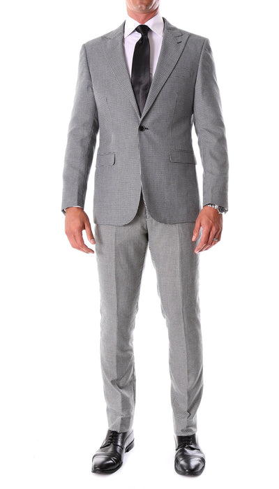 Men's Stanford Slim Fit Houndstooth Peak Lapel 2pc Suit - FHYINC best men's suits, tuxedos, formal men's wear wholesale