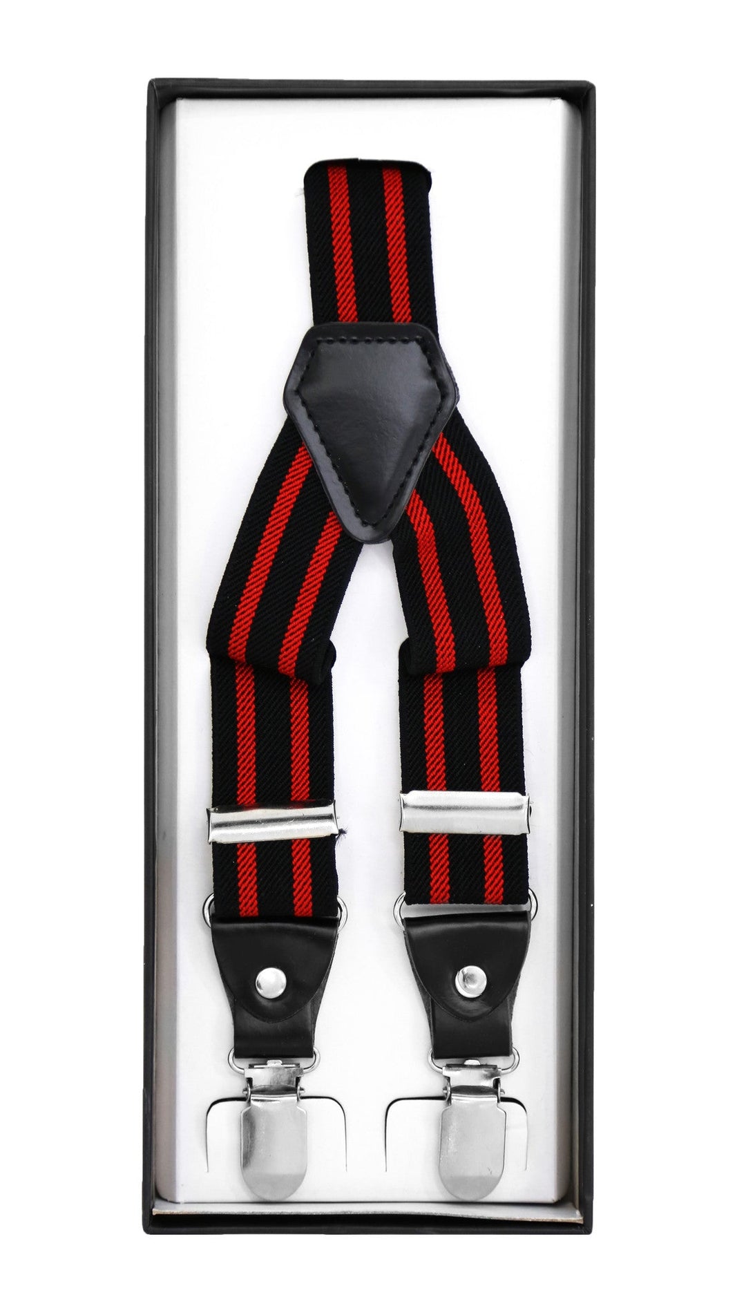 Black with Red Stripe Unisex Clip On Suspenders - FHYINC best men&