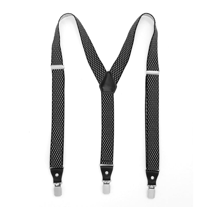 Black with White Diamond Unisex Clip On Suspenders - FHYINC best men&