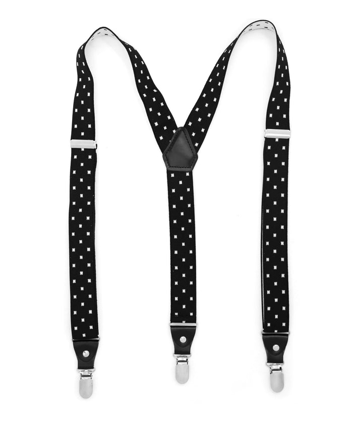 Black with White Dot Unisex Clip On Suspenders - FHYINC best men&