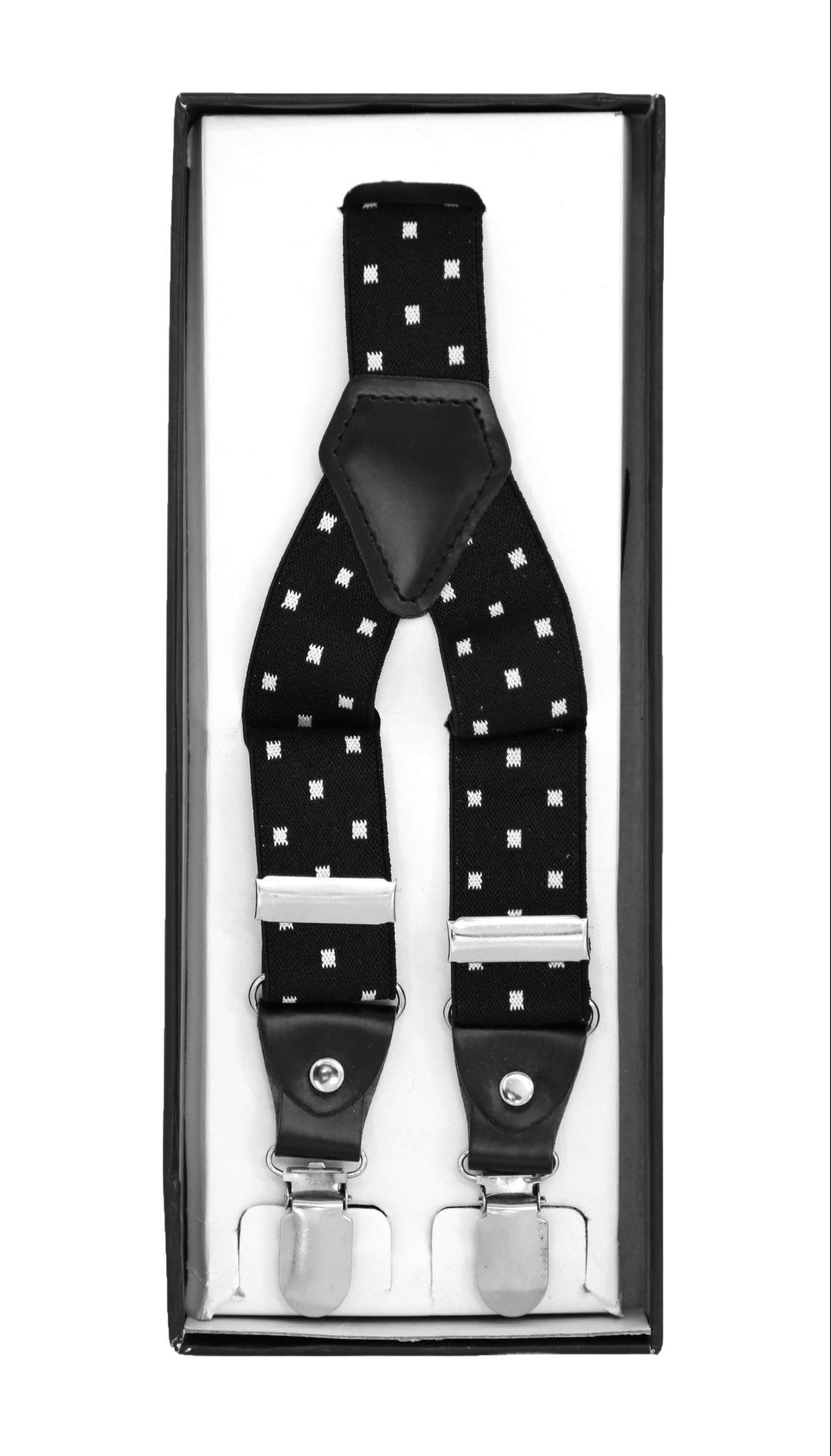 Black with White Dot Unisex Clip On Suspenders - FHYINC best men&