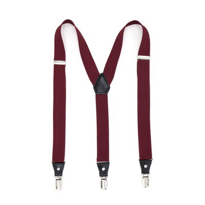 Burgundy Clip-On Unisex Suspenders - FHYINC best men's suits, tuxedos, formal men's wear wholesale