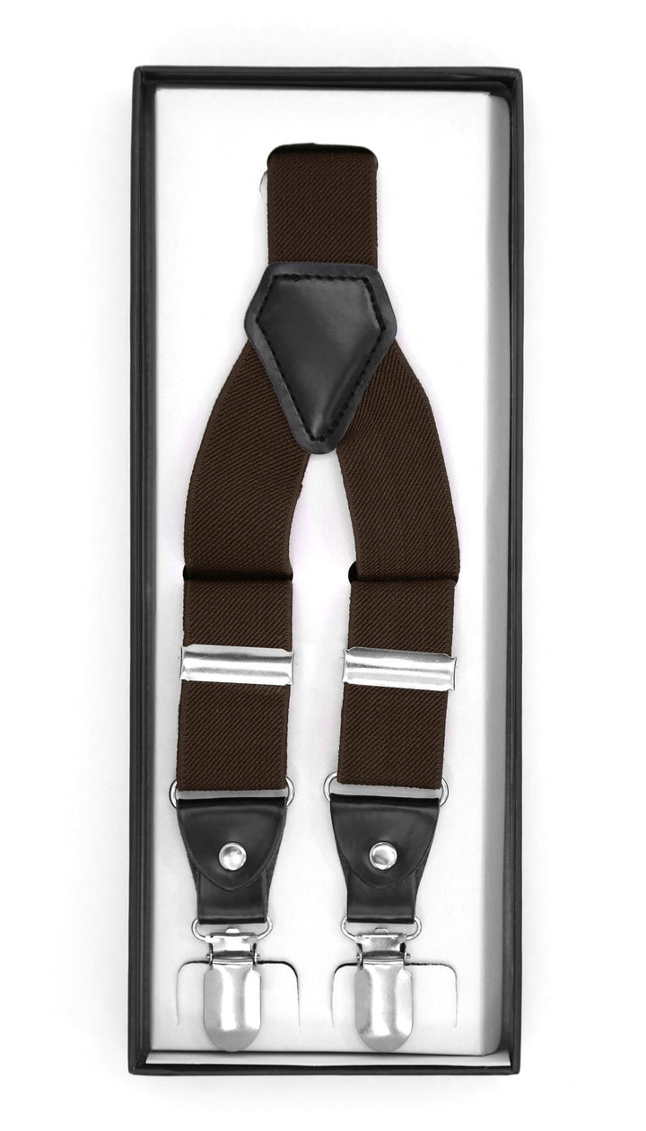 Dark Brown Clip-On Unisex Suspenders - FHYINC best men&