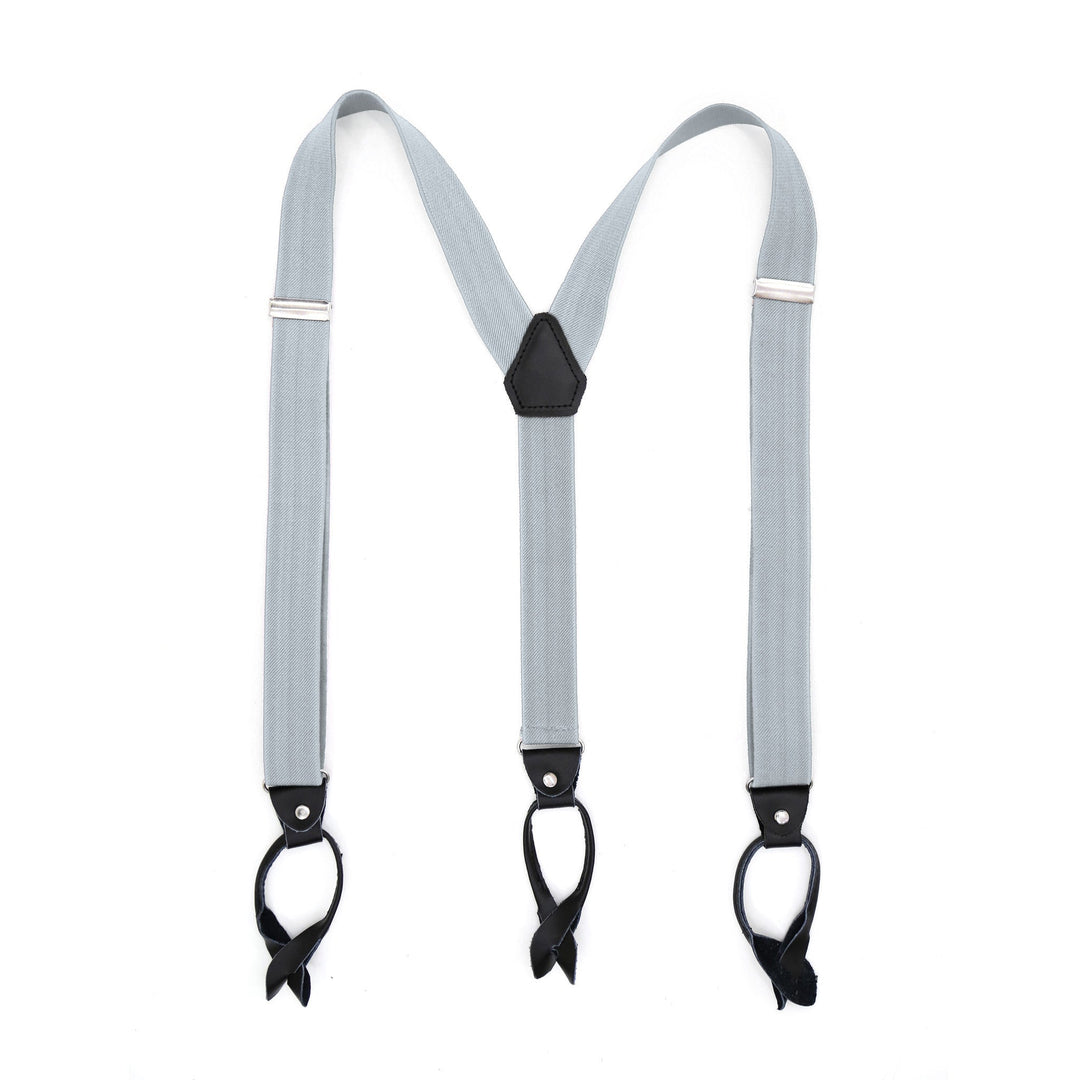 Grey Unisex Button End Suspenders - FHYINC best men's suits, tuxedos, formal men's wear wholesale