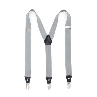 Grey Clip-On Unisex Suspenders - FHYINC best men's suits, tuxedos, formal men's wear wholesale
