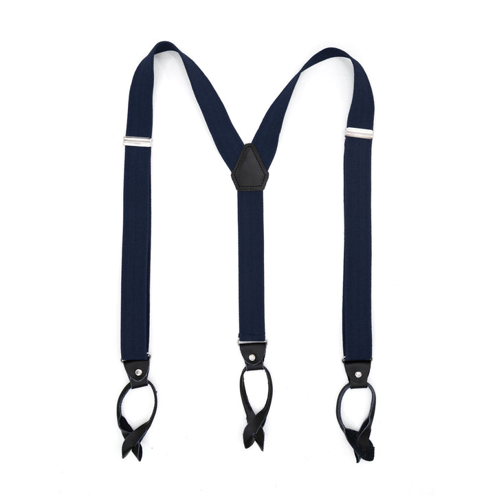 Navy Blue Unisex Button End Suspenders - FHYINC best men&