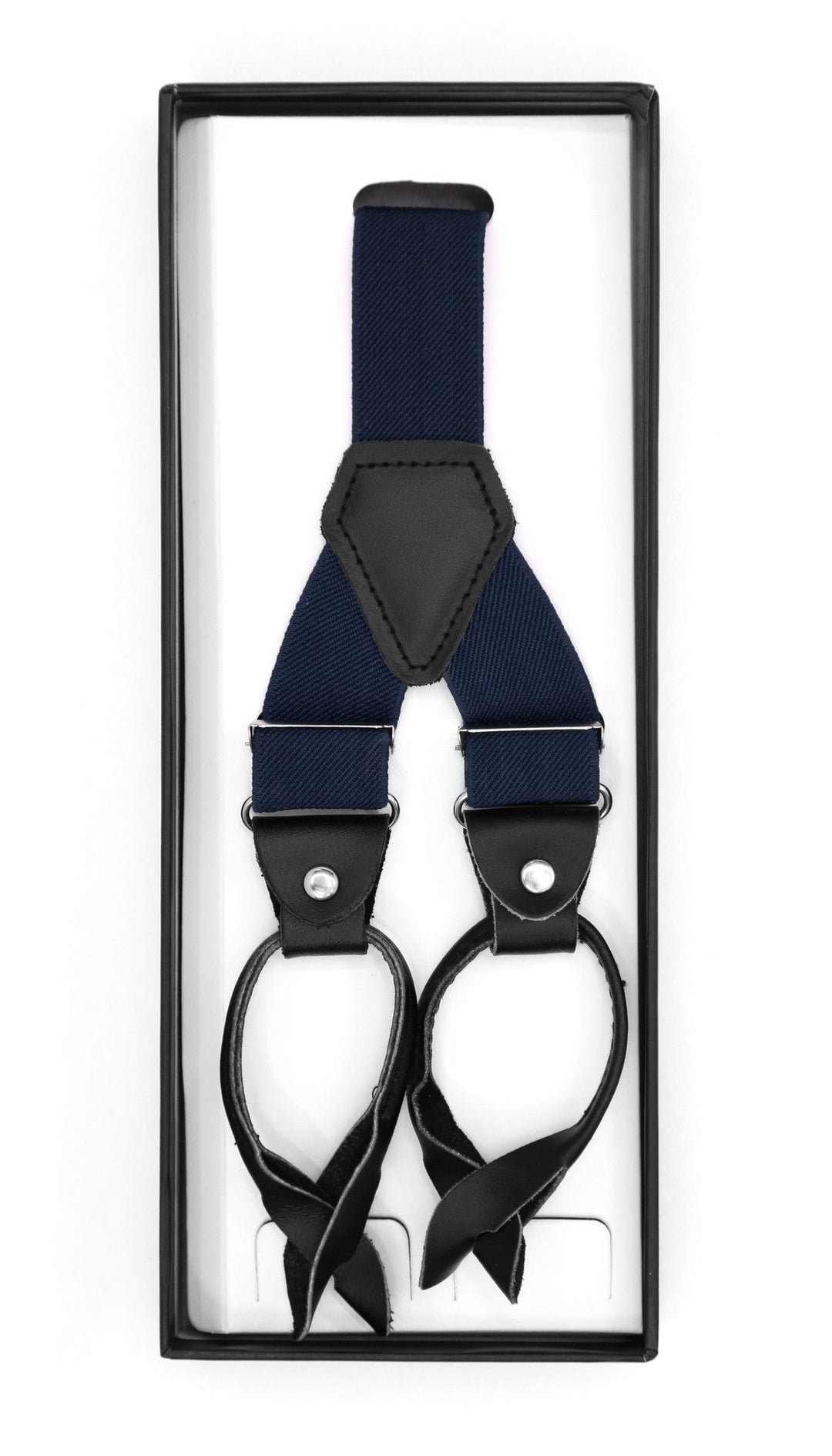 Navy Blue Unisex Button End Suspenders - FHYINC best men&