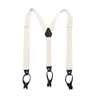 Off White Unisex Button End Suspenders - FHYINC best men's suits, tuxedos, formal men's wear wholesale