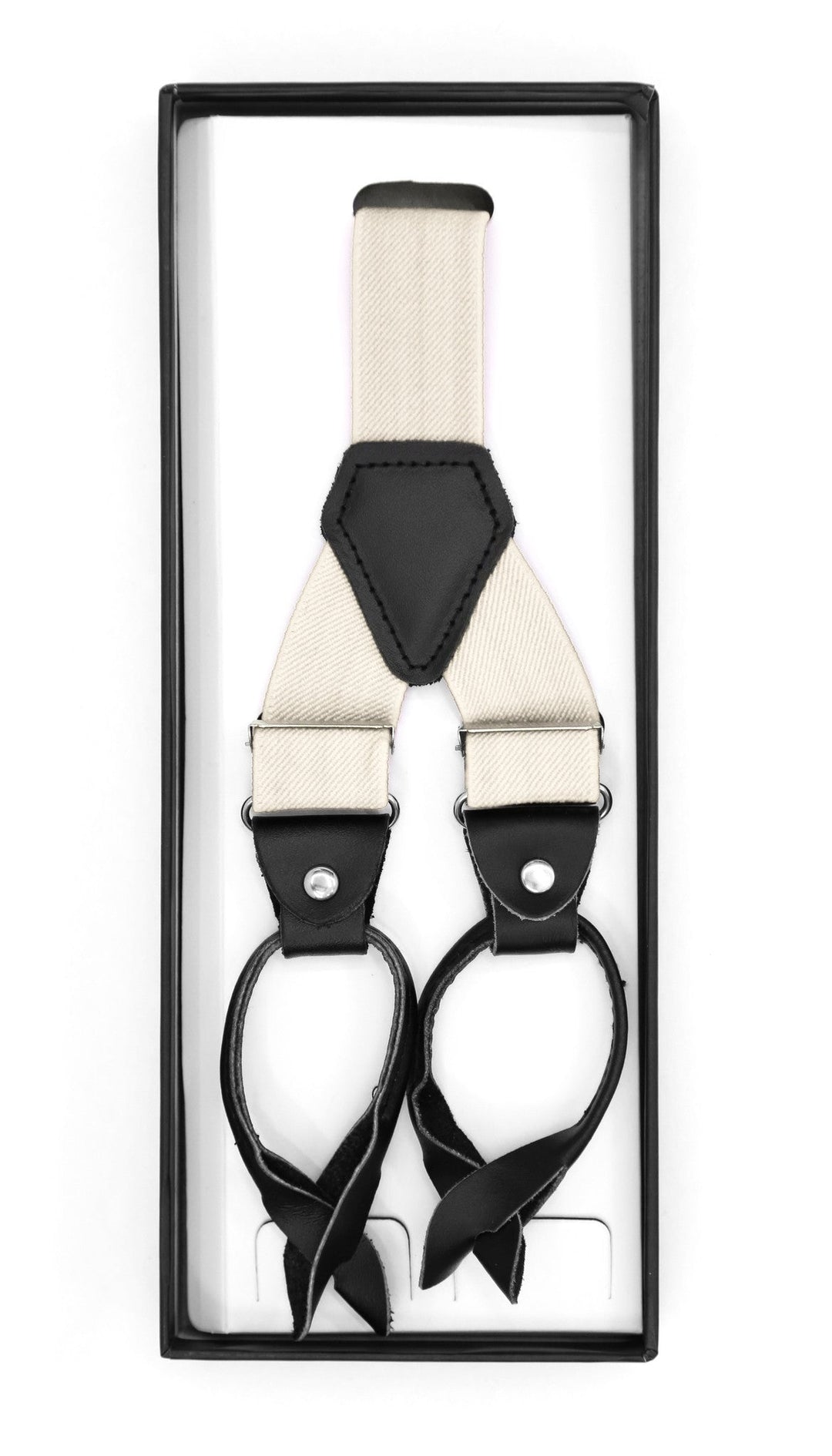 Off White Unisex Button End Suspenders - FHYINC best men&