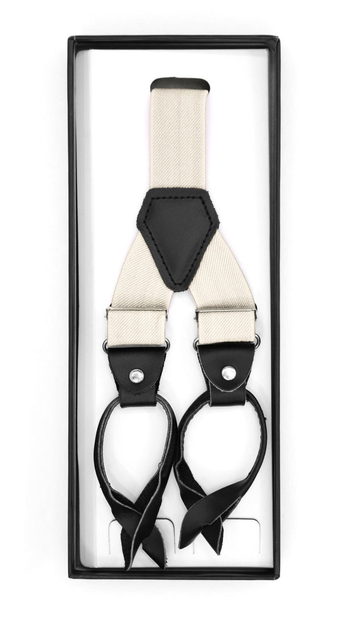 Off White Unisex Button End Suspenders - FHYINC best men&