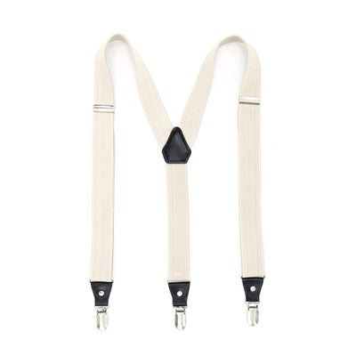 Off-White Clip-On Unisex Suspenders - FHYINC best men's suits, tuxedos, formal men's wear wholesale