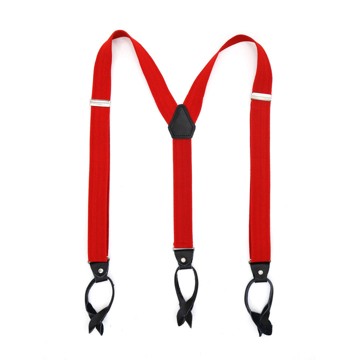 Red Unisex Button End Suspenders - FHYINC best men&