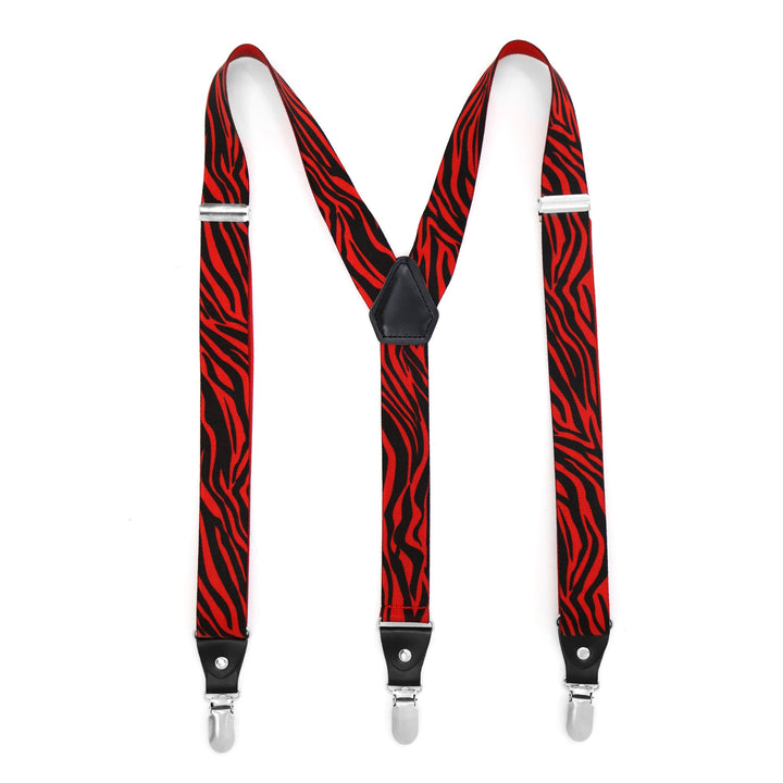 Black &amp; Red Zebra Unisex Clip On Suspenders - FHYINC best men&