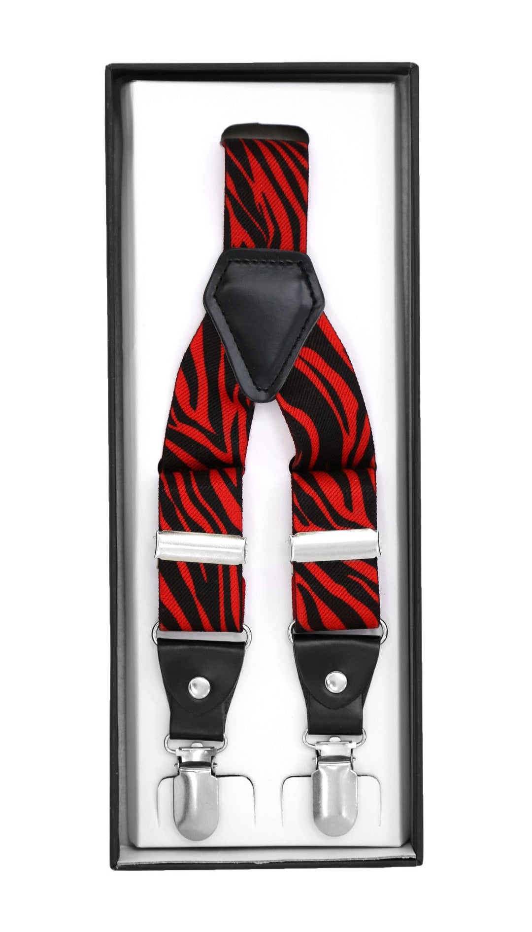 Black &amp; Red Zebra Unisex Clip On Suspenders - FHYINC best men&