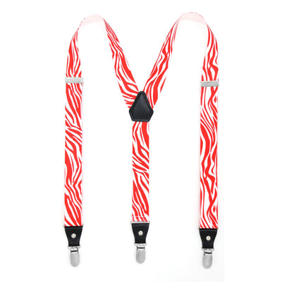 Red & White Zebra Unisex Clip On Suspenders - FHYINC best men's suits, tuxedos, formal men's wear wholesale