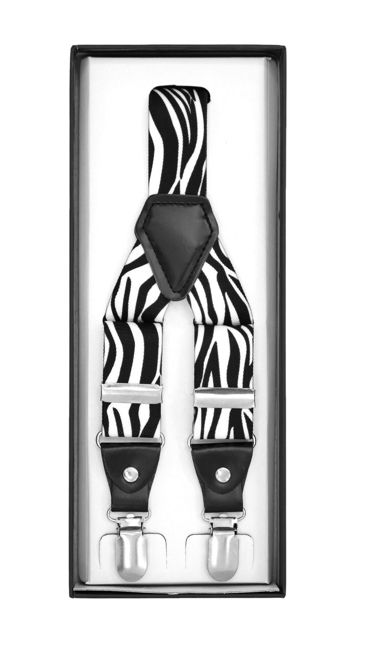 Black &amp; White Zebra Unisex Clip On Suspenders - FHYINC best men&