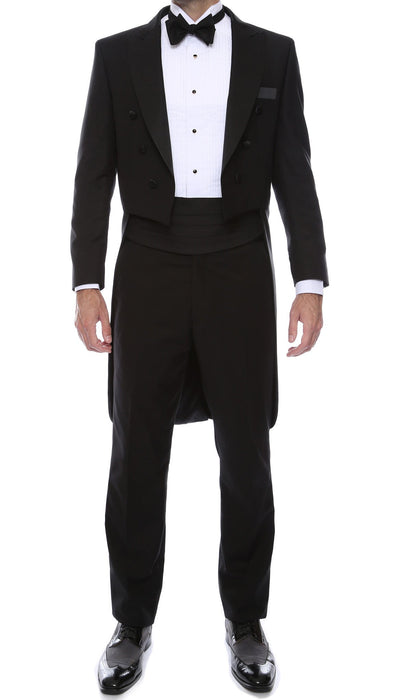 Premium Regular Fit Black Tail Tuxedo - FHYINC best men's suits, tuxedos, formal men's wear wholesale