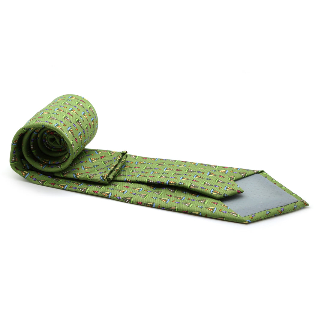 Sailboat Green Necktie with Handkerchief Set - FHYINC best men&