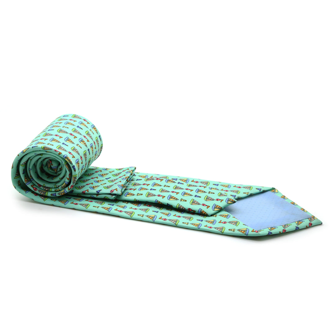Sailboat Turquoise Necktie with Handkerchief Set - FHYINC best men&