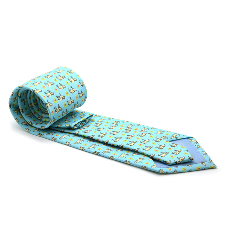 Cow Aqua Necktie with Handkerchief Set - FHYINC best men&